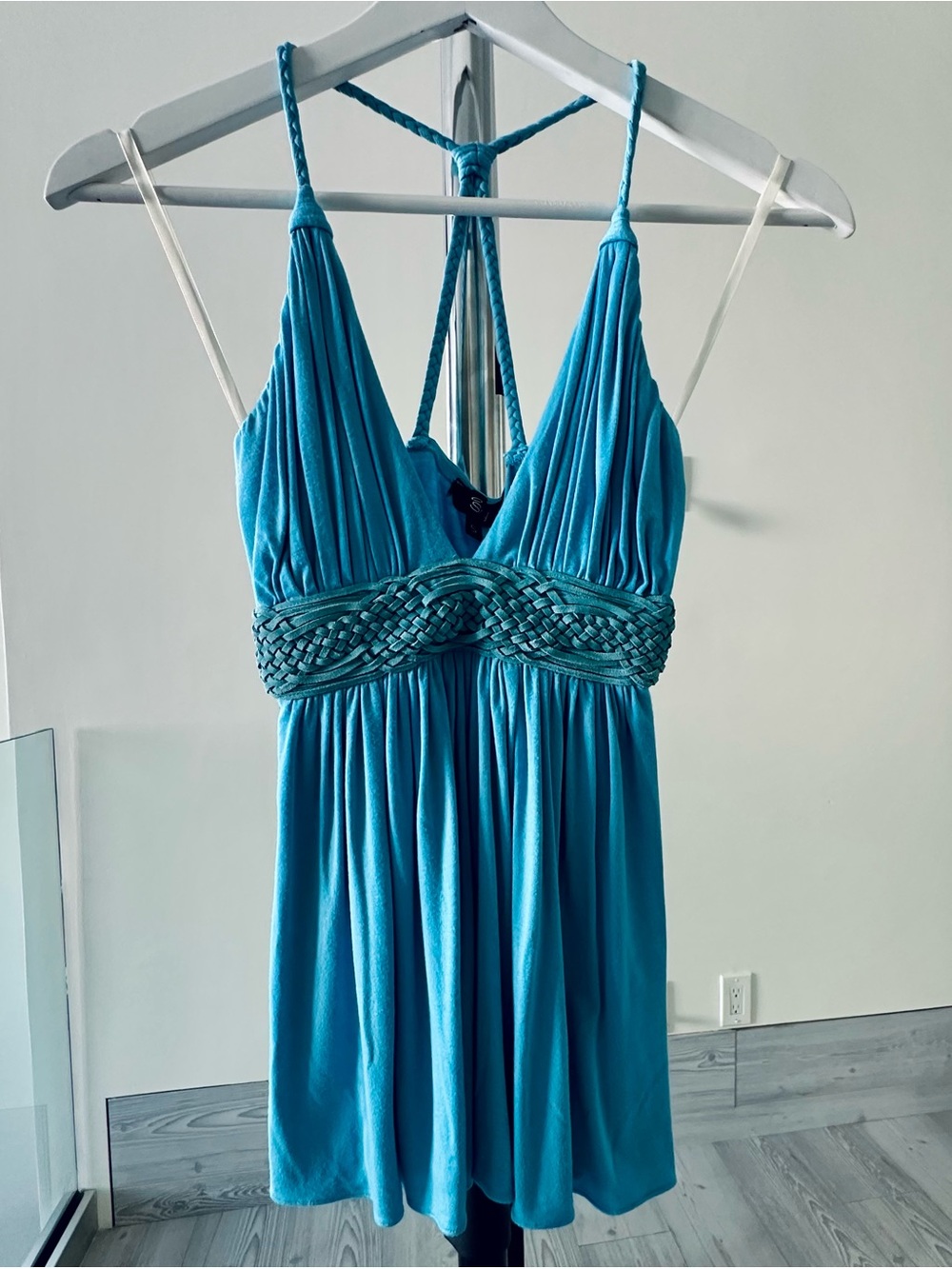 Sky Braided detail babydoll top small Y2K